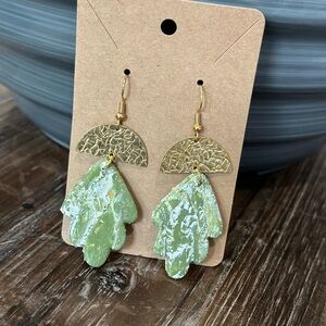 Sage green handmade clay earrings